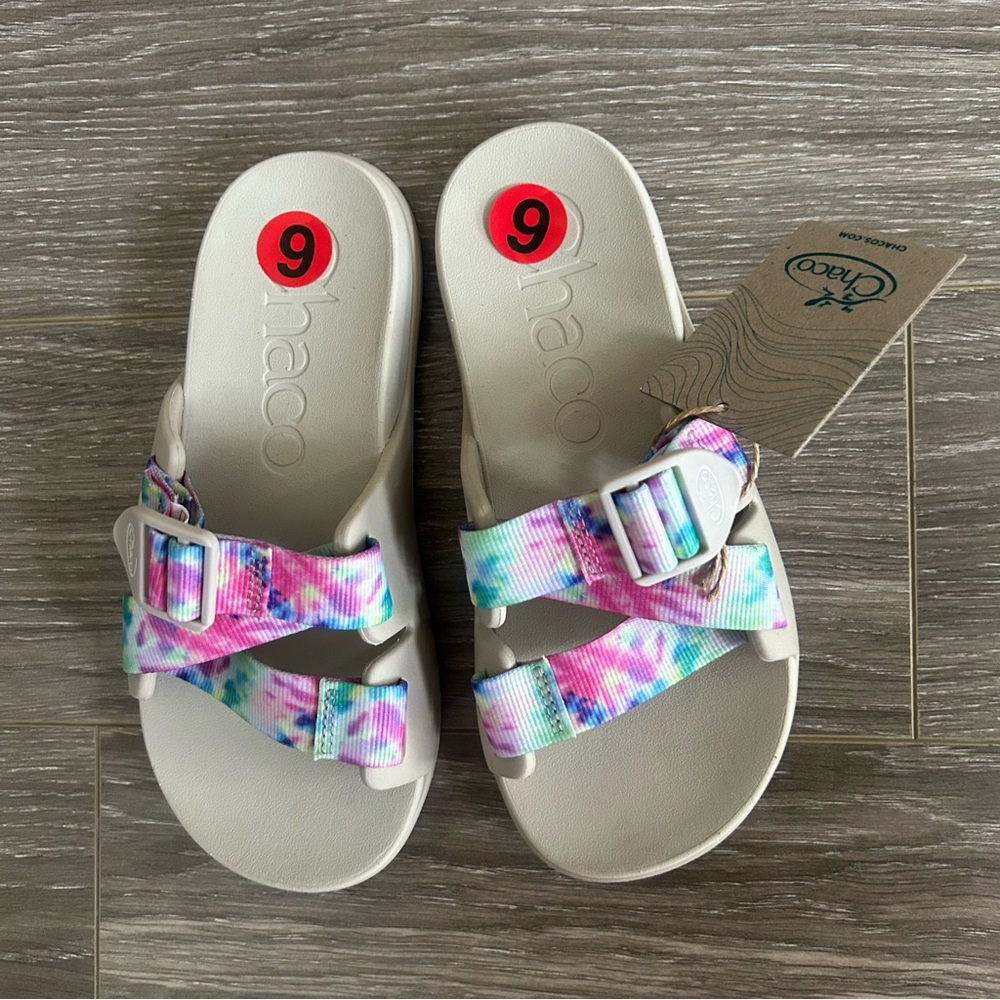 Chaco Chillos Slide Sandals Light Tie Dye Womens Size 6 NEW